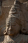 The great Chola temples of Tamil Nadu - The Brihadisvara temple of Gangaikondacholapuram. Huge monolith dvarapala guarding the entrance of the temple. 